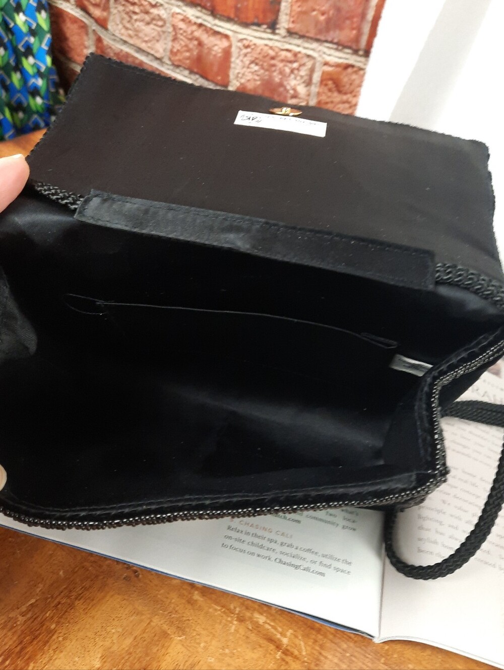 Black Beaded Floral Evening Crossbody - Picture 11 of 11